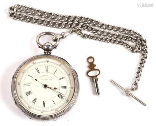 A silver cased centre seconds chronograph leaver pocket watch, London 1881 the movement signed J