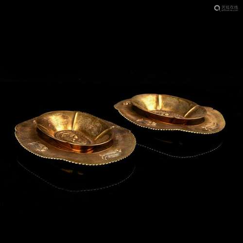 Pair of Bronze Gilt Saucers