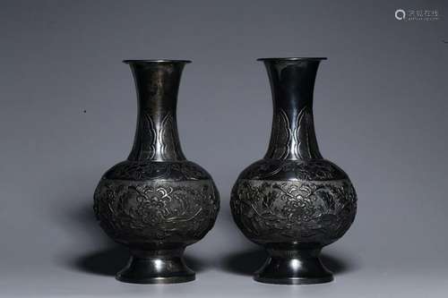 Pair of Silver Vases