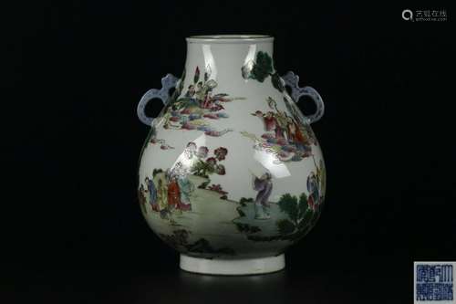 A Famille Rose Zun Vase