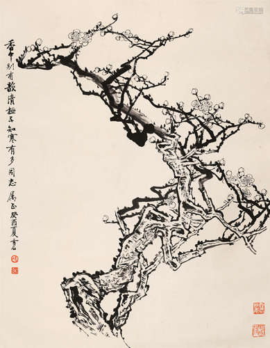 白雪石（1915～2011） 白梅 镜心 水墨纸本