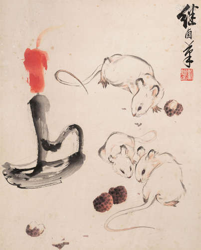 刘继卣（1918～1983） 鼠 镜心 设色纸本