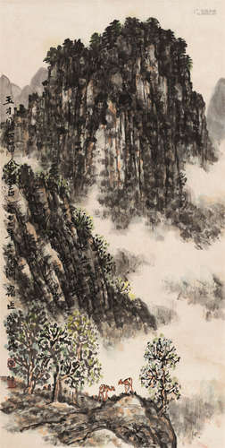 方济众（1923～1987） 山水 立轴 设色纸本