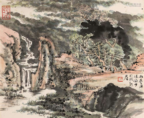 陆俨少（1909～1993） 山中小景 镜心 设色纸本