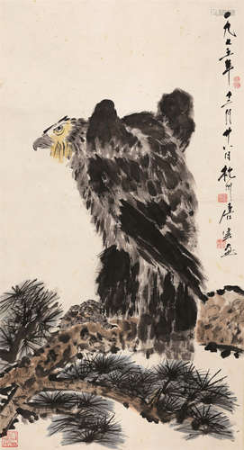 唐云（1910～1993） 松鹰 立轴 设色纸本