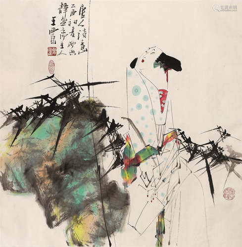 王西京（b.1946） 唐人诗意 镜心 设色纸本