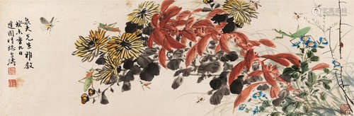 王雪涛（1903～1982） 花卉草虫 镜心 设色纸本