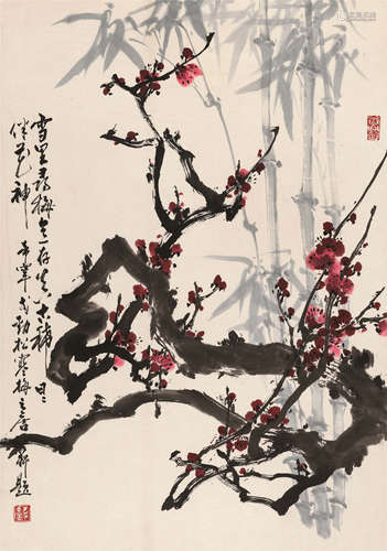 于希宁（1913～2007） 红梅 立轴 设色纸本