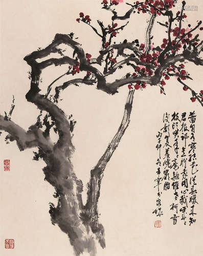 于希宁（1913～2007） 红梅 立轴 设色纸本