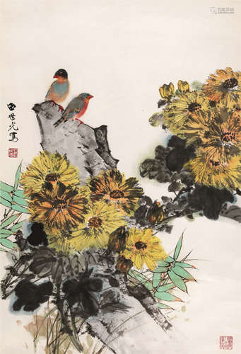 田世光（1916～1999） 花鸟 镜心 设色纸本