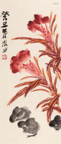 张朋（1918～2009） 鸡冠花 镜心 设色纸本