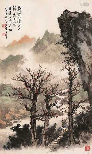 黄君璧（1898～1991） 荷薪漫步 镜心 设色纸本