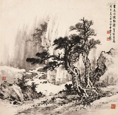 黄君璧（1898～1991） 古木疏篁 镜心 水墨纸本