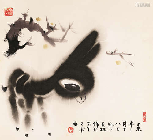 韩美林（b.1936） 毛驴 镜心 设色纸本