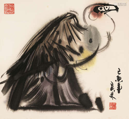 韩美林（b.1936） 鹰 镜心 设色纸本