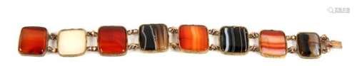 A late 19th century Scottish agate panel bracelet.