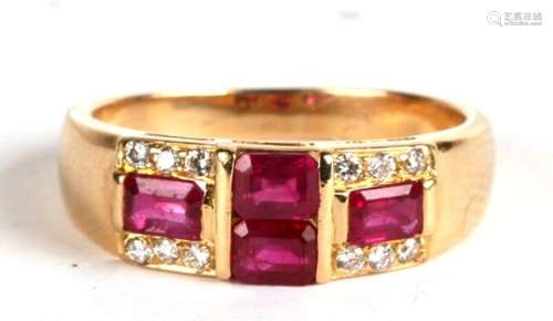 An 18ct gold, ruby and diamond ring, 4.9g. Approx. UK size M.