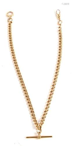 An 18ct gold double Albert pocket watch chain with 'T' bar. 59.3g. 45cm (17.75 ins) long