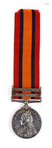 A Boer War QSA with two bars, to Three Class Trooper SAC, with ribbon.