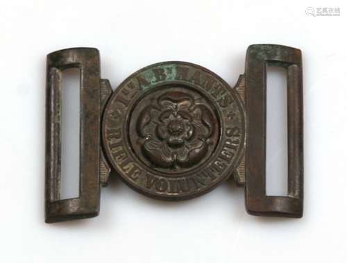 A 19th century 1st Artillery Battalion Hampshire Rifle Volunteers two part brass belt buckle.