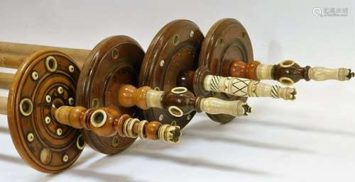 4 Etz Chaim Bone Judaic Torah Scroll Rollers Group