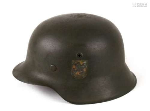 From a private collection, an M1942 Third Reich German helmet with Sauerland decal. Production