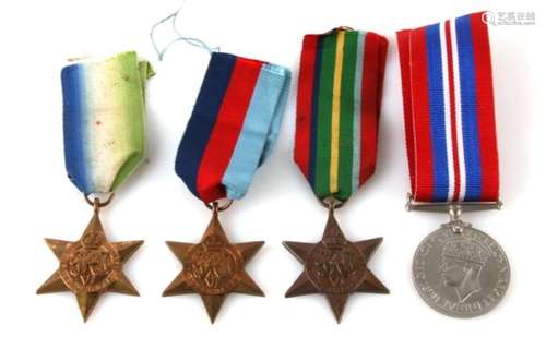 WW2 medals, photographs, oil on board and a Certificate named to Commander Engineer William E