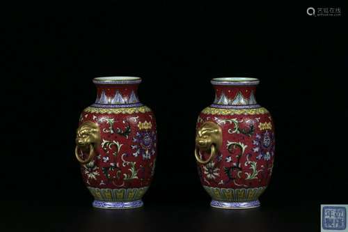 Pair of Falangcai Vases