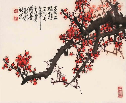 王成喜（b.1940） 1987年作 红梅 立轴