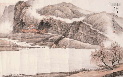 吴一峰（1907～1998） 1954年作 翠湖之秋 立轴