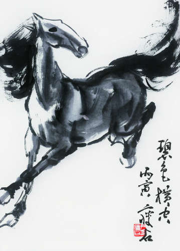 尹瘦石（1919～1998） 1986年作 碧色横空 镜片