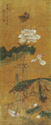 陆治（1496～1576） 荷花翠鸟 立轴
