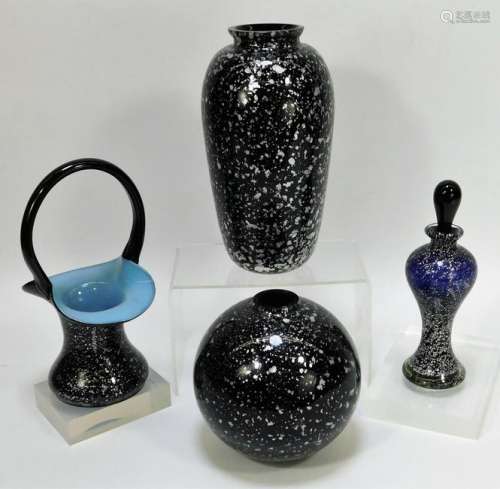 4PC Welz Salt and Pepper Bohemian Art Glass Group
