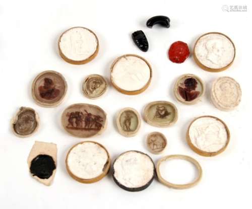 A group of 19th century Grand Tour style plaster and wax seals.