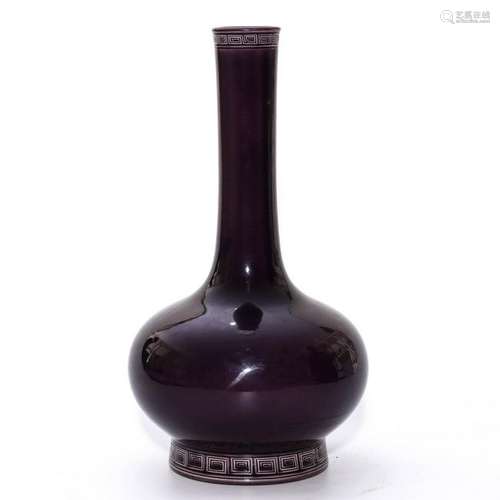 An Aubergine Glazed Longneck Vase