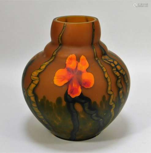 Kralik Grand Marquetry Bohemian Art Glass Vases