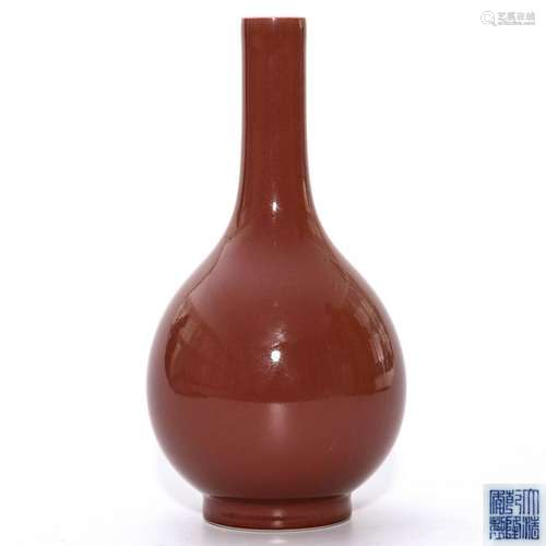 A Red Glazed Pear Shaped Vase