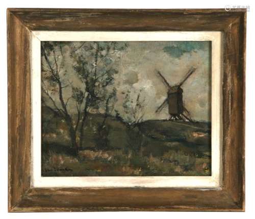 Maurice den Doncker (20th century Belgium) - Windmill in a Landscape - signed lower left, oil on