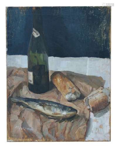 Georgio Morandi - 'Nature Morte aux Poisson' - still life, signed lower left, inscribed to verso.