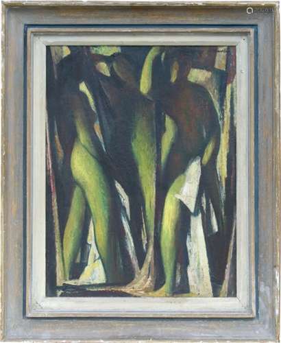 James Stroudley ARCA (1906-1988) - Abstract Figures - signed and dated upper right, oil on board,