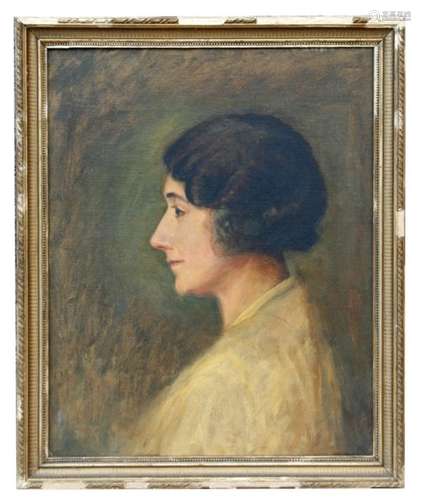 Early 20th century school - Portrait of a Lady in Profile - oil on canvas, framed, 40 by 50cms (15.