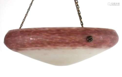 A Muller Frères mottled glass ceiling light, 39cms (15.25ins) diameter.