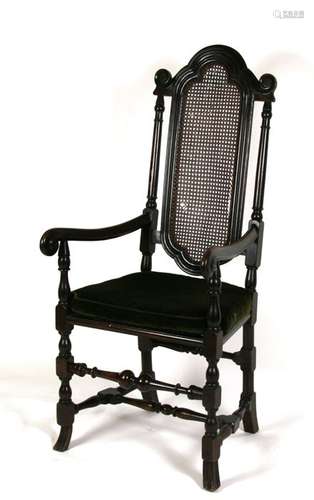 A 17th century style chair with bergere caned back