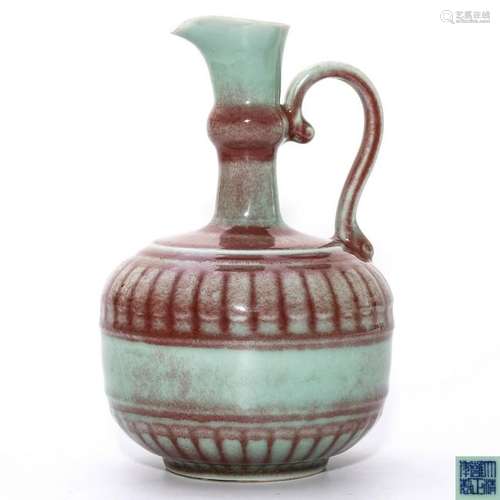 A Celadon Glazed and Copper Red Jug