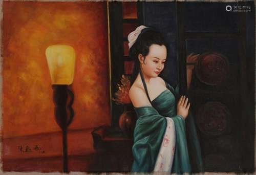 An Oil Painting Possibly By Chenyifei