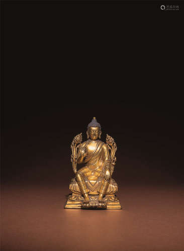 清 铜鎏金释迦牟尼佛像