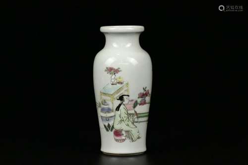 A Famille Rose Figural Vase