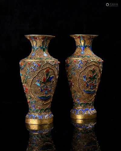 Pair of Silver Gilt Vases