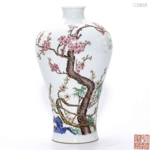 A Famille Rose Plum Vase