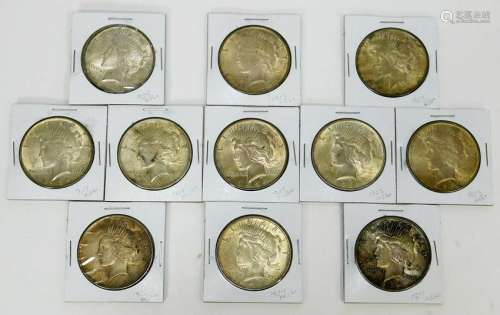 11PC United States Silver Peace Dollar Coin Group